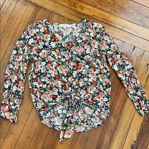 LOFT Floral Tie Top